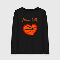 Лонгслив хлопковый женский Basket love, цвет: черный