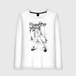 Лонгслив хлопковый женский Евангелион Аска Сорью, цвет: белый