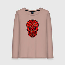 Лонгслив хлопковый женский Red decorative skull, цвет: пыльно-розовый