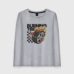Лонгслив хлопковый женский Горящая покрышка, цвет: меланж