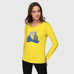 Лонгслив хлопковый женский Кошка Баунти и шахматный слон, цвет: желтый — фото 2