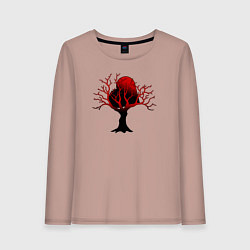 Лонгслив хлопковый женский Запутавшееся в ветвях сердце, цвет: пыльно-розовый