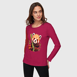 Лонгслив хлопковый женский The Red Panda, цвет: маджента — фото 2
