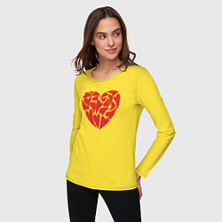Лонгслив хлопковый женский Hearts of love, цвет: желтый — фото 2