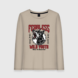 Лонгслив хлопковый женский Бесстрашная дикая молодежь, цвет: миндальный