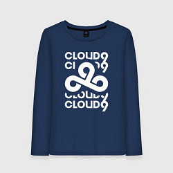 Лонгслив хлопковый женский Cloud9 - in logo, цвет: тёмно-синий