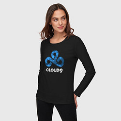 Лонгслив хлопковый женский Cloud9 - blue cloud logo, цвет: черный — фото 2