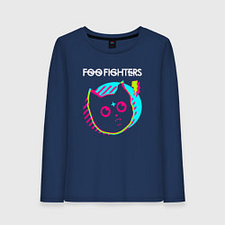 Лонгслив хлопковый женский Foo Fighters rock star cat, цвет: тёмно-синий