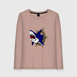 Лонгслив хлопковый женский Акула и штурвал, цвет: пыльно-розовый
