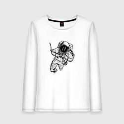 Лонгслив хлопковый женский Alone astronaut, цвет: белый