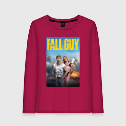 Лонгслив хлопковый женский Ryan Gosling and Emily Blunt the fall guy, цвет: маджента