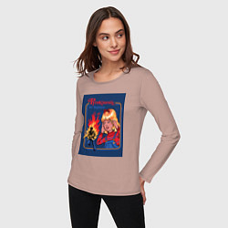 Лонгслив хлопковый женский Пирокинезис для начинающих мем, цвет: пыльно-розовый — фото 2