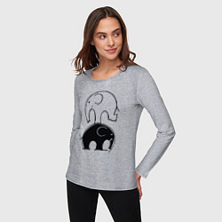Лонгслив хлопковый женский Cute elephants, цвет: меланж — фото 2