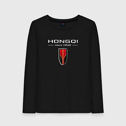 Лонгслив хлопковый женский Hongqi - logo, цвет: черный