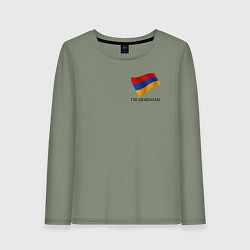 Лонгслив хлопковый женский Im Armenian - motto, цвет: авокадо