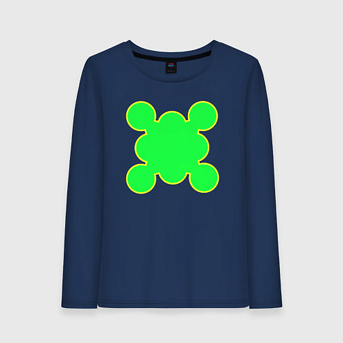 Женский лонгслив Салатовая фигура с контуром / Тёмно-синий – фото 1