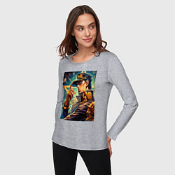 Лонгслив хлопковый женский Джотаро Куджо - fantasy ai art, цвет: меланж — фото 2
