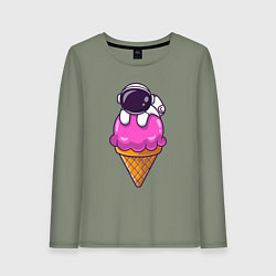 Лонгслив хлопковый женский Space ice cream, цвет: авокадо