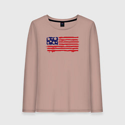 Лонгслив хлопковый женский USA patriot, цвет: пыльно-розовый