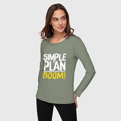Лонгслив хлопковый женский Simple plan - boom, цвет: авокадо — фото 2