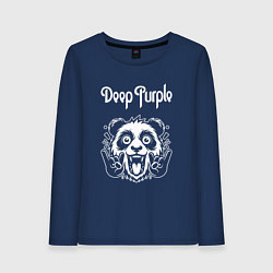 Лонгслив хлопковый женский Deep Purple rock panda, цвет: тёмно-синий