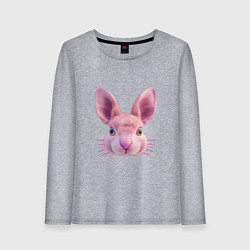 Лонгслив хлопковый женский Розовый заяц - портрет кролика, цвет: меланж