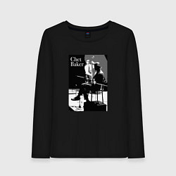 Лонгслив хлопковый женский Chet Baker in concert, цвет: черный