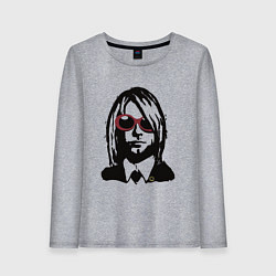 Лонгслив хлопковый женский Kurt Cobain Nirvana portrait, цвет: меланж