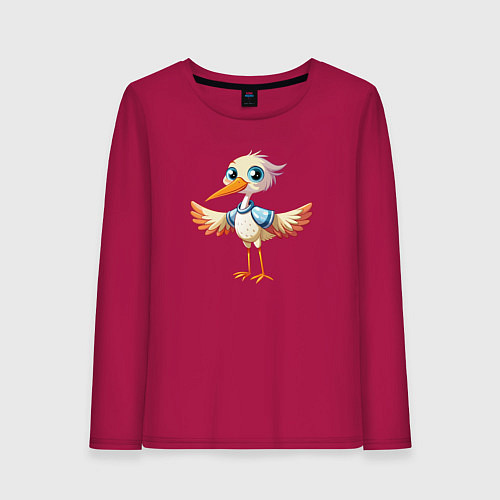 Женский лонгслив Маленький аистёнок / Маджента – фото 1