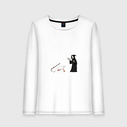 Лонгслив хлопковый женский Гусь сбежал от смерти, цвет: белый