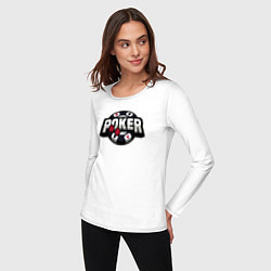 Лонгслив хлопковый женский Poker game, цвет: белый — фото 2