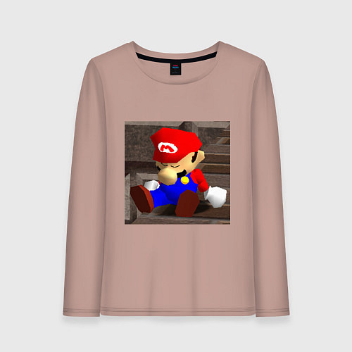 Женский лонгслив Марио 64 спит арт / Пыльно-розовый – фото 1