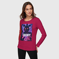 Лонгслив хлопковый женский Freddy - мишка Фредди, цвет: маджента — фото 2