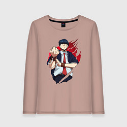 Лонгслив хлопковый женский Мэш Бёрндэд маг, цвет: пыльно-розовый