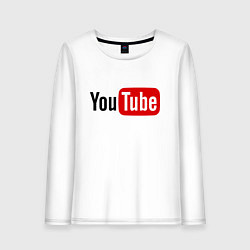 Лонгслив хлопковый женский You tube logo, цвет: белый