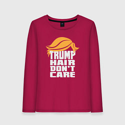 Лонгслив хлопковый женский Trump hair dont care, цвет: маджента