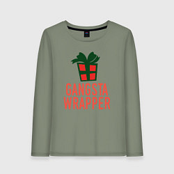 Лонгслив хлопковый женский Gangsta wrapper, цвет: авокадо