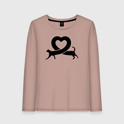 Лонгслив хлопковый женский Love cat, цвет: пыльно-розовый