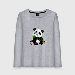 Лонгслив хлопковый женский Красивый медведь панда, цвет: меланж