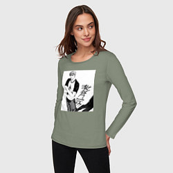 Лонгслив хлопковый женский Эйкити Онидзука учитель, цвет: авокадо — фото 2