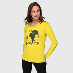 Лонгслив хлопковый женский Peace the world, цвет: желтый — фото 2