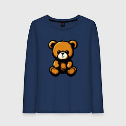 Лонгслив хлопковый женский Тедди медведь, цвет: тёмно-синий