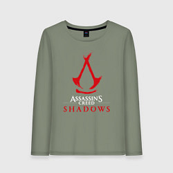 Лонгслив хлопковый женский Assassins creed shadows logo, цвет: авокадо