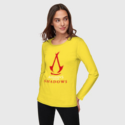 Лонгслив хлопковый женский Assassins creed shadows logo, цвет: желтый — фото 2