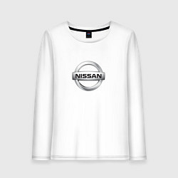 Лонгслив хлопковый женский Nissan logo, цвет: белый
