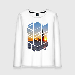 Лонгслив хлопковый женский Лахта центр в Санкт-Петербурге, цвет: белый