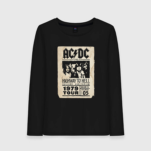 Женский лонгслив ACDC винтажный постер / Черный – фото 1