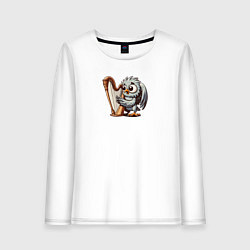 Лонгслив хлопковый женский Гарпия играет на арфе и поет, цвет: белый