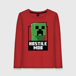 Лонгслив хлопковый женский Minecraft hostile mob, цвет: красный