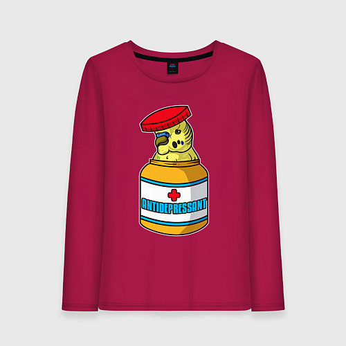 Женский лонгслив Попугай антидепрессант / Маджента – фото 1